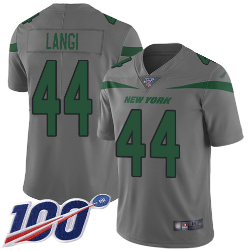 New York Jets Limited Gray Youth Harvey Langi Jersey NFL Football #44 100th Season Inverted Legend
